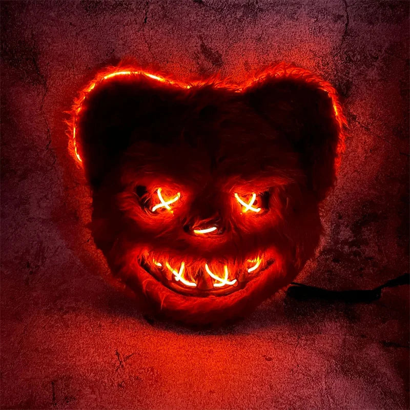 Halloween Luminous Mask Rabbit ro Bear Cos Props LED Dance Party Scary Mask Halloween Creative Cartoon Animal Mask