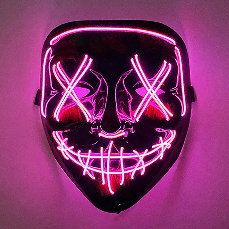 Wireless Mixed Colors Halloween Glowing Scary Face Mask Luminous LED Purge Mask Horror Light Up Mask Adult Cosplay Props Costume