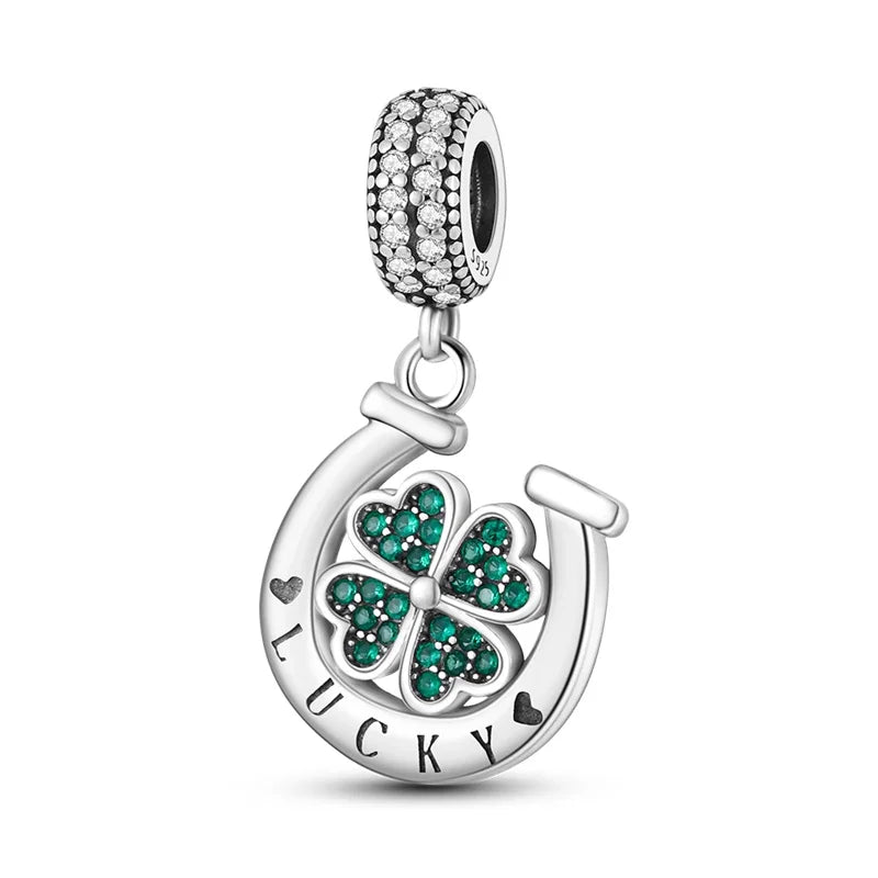 Original Charms Beads Silvering Travel Sunflowers Lucky Four Leaf Clover Charms Pendant For Woman DIY Bracelet Jewelry Making