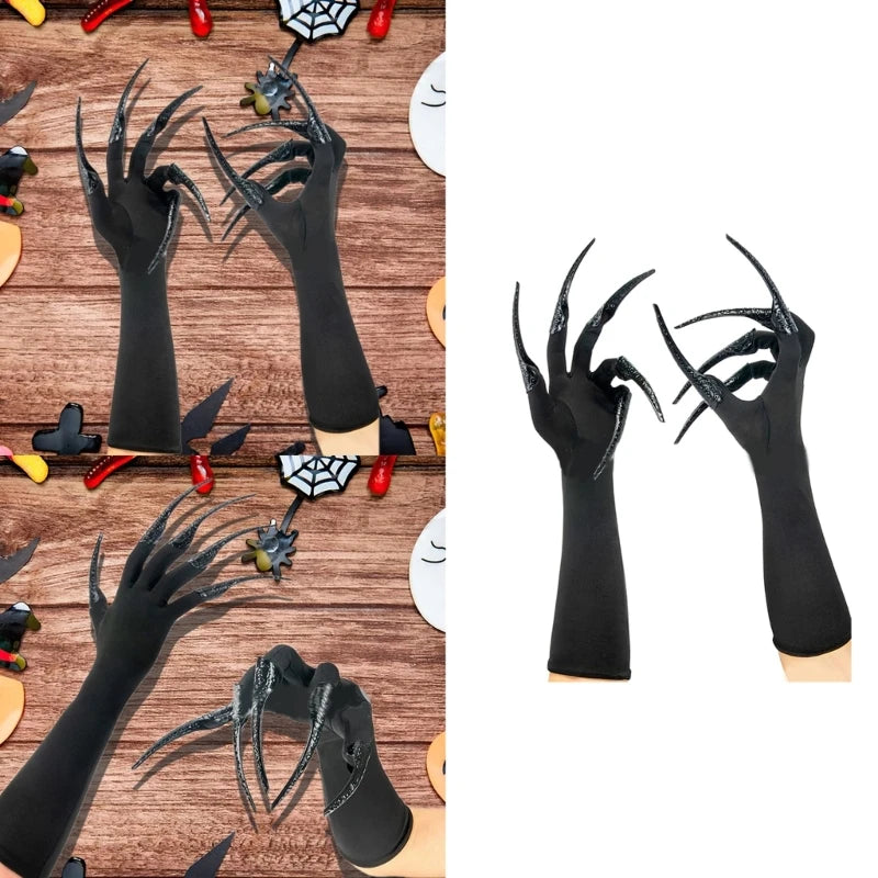 Scary Long Nails Gloves Cosplay Party Costume Accessories Halloween Party Gloves Roleplay Finger Nails Gloves F3MD