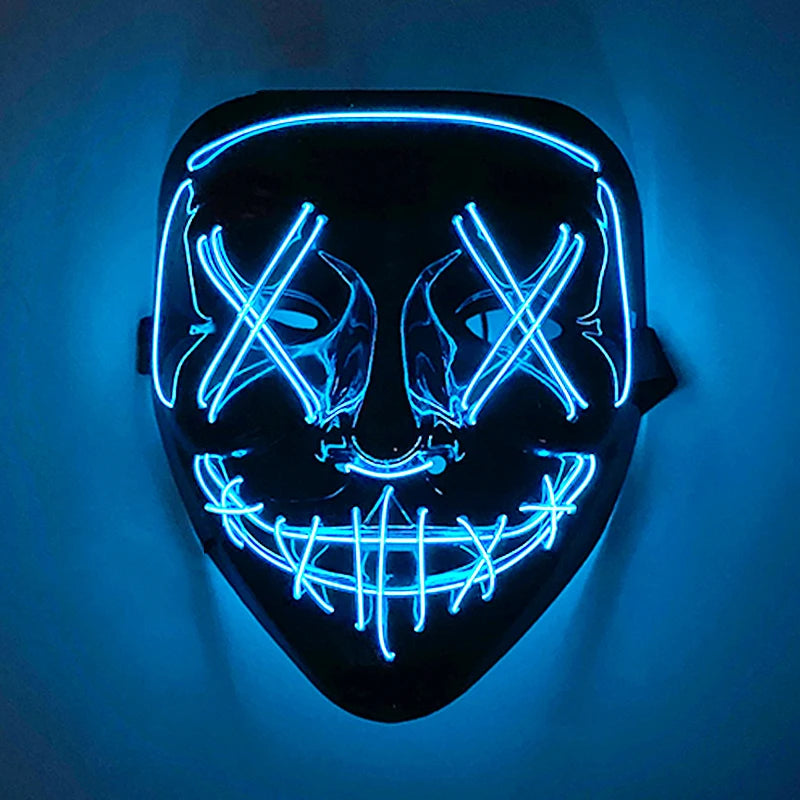 Wireless Mixed Colors Halloween Glowing Scary Face Mask Luminous LED Purge Mask Horror Light Up Mask Adult Cosplay Props Costume