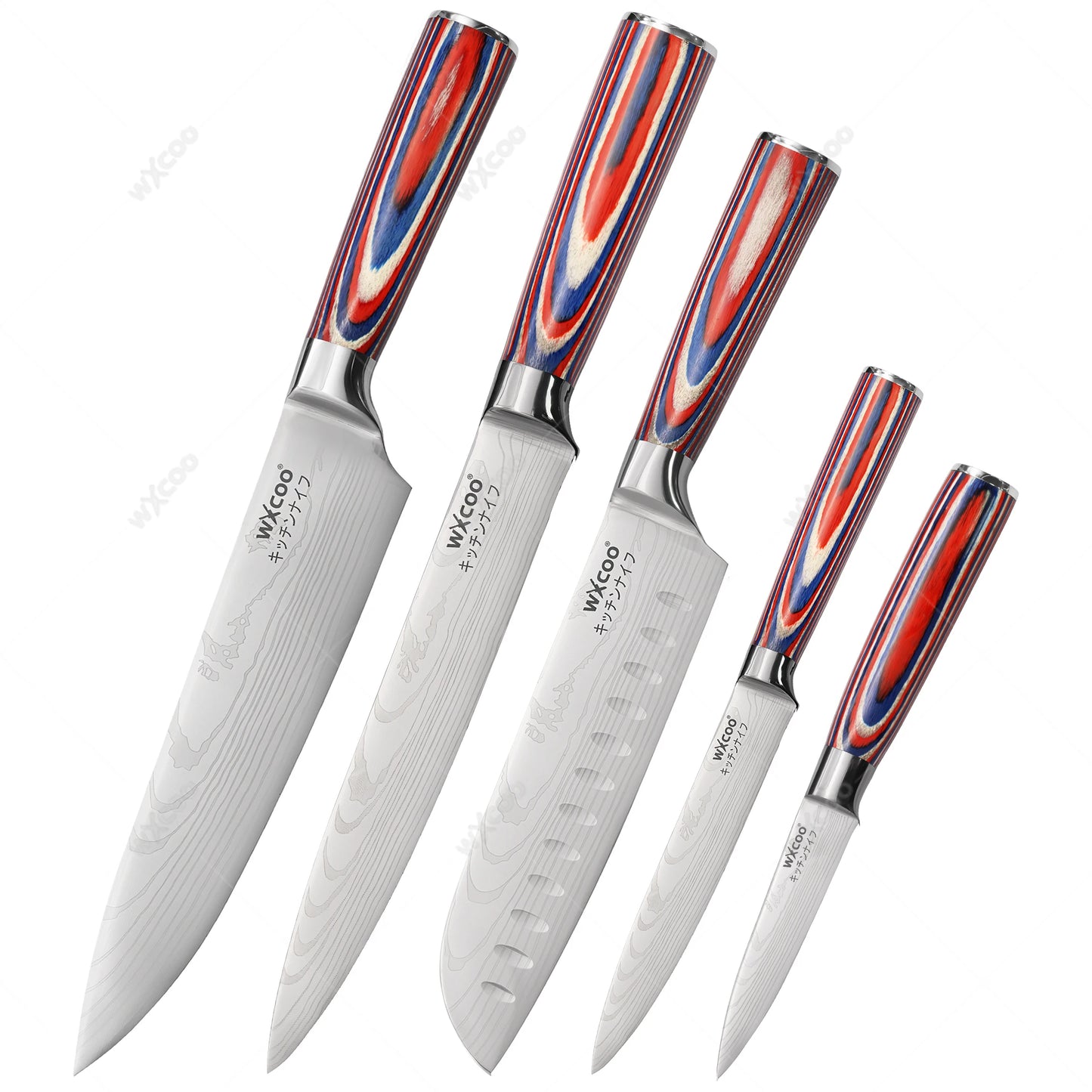Kitchen Knife 5Cr15MOV Stainless Steel Japanese Santoku Knives Set Chef Cleaver Knife Damascus Pattern Utility Slicing Tool