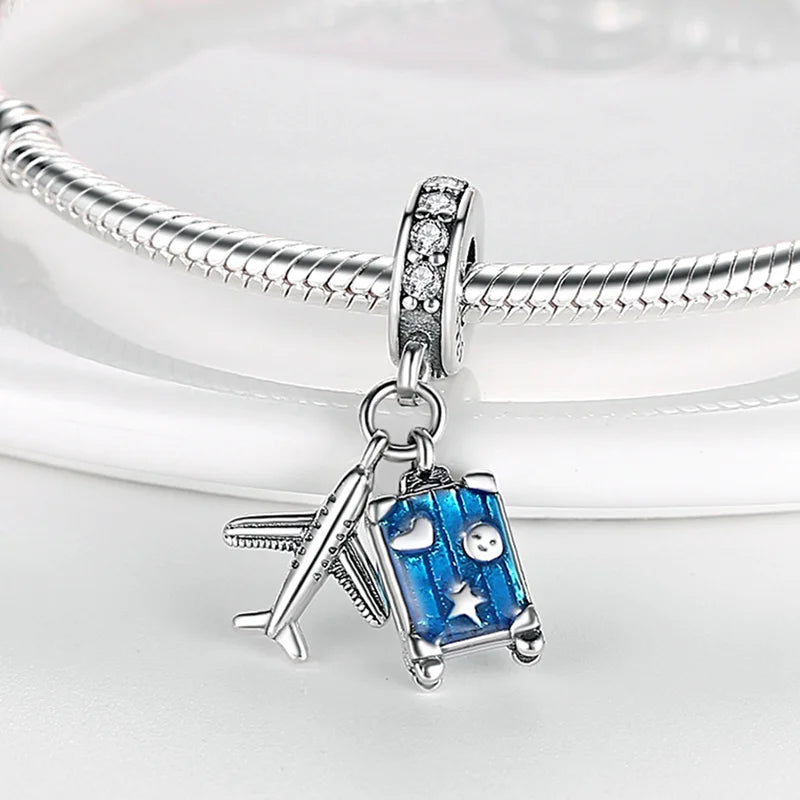 Original Charms Beads Silvering Travel Sunflowers Lucky Four Leaf Clover Charms Pendant For Woman DIY Bracelet Jewelry Making