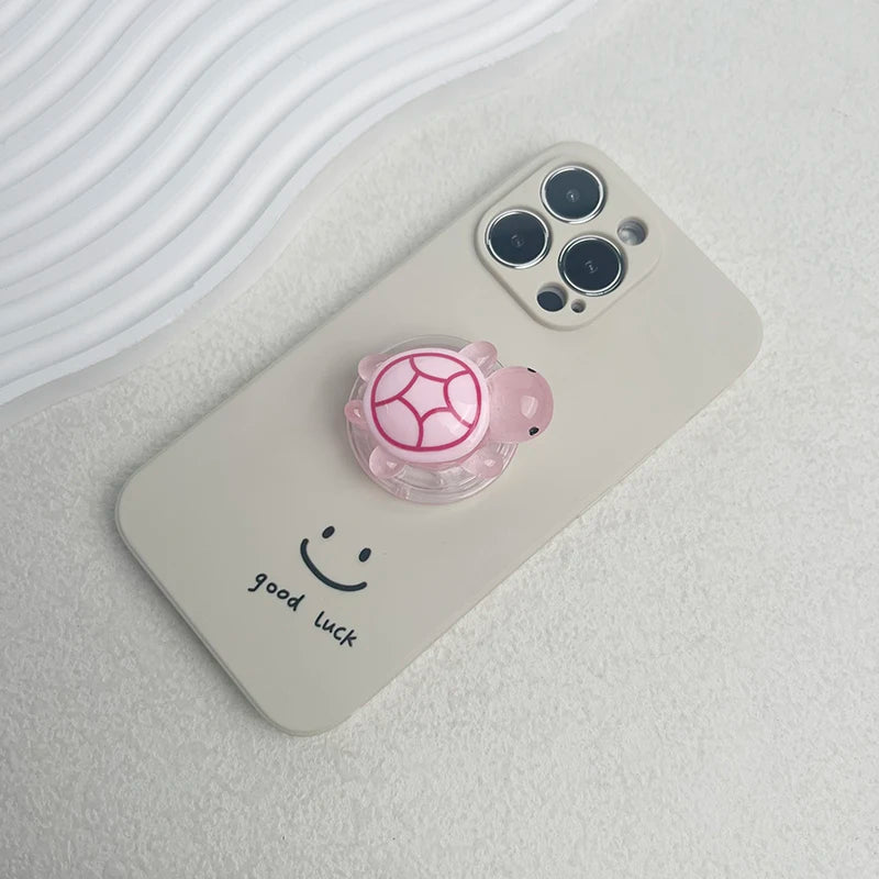 1PC Glow-in-the-Dark Turtle Phone Holder Mini Resin Turtle Design Expandable Folding Stand Non-Slip ABS Grip for Mobile Devices