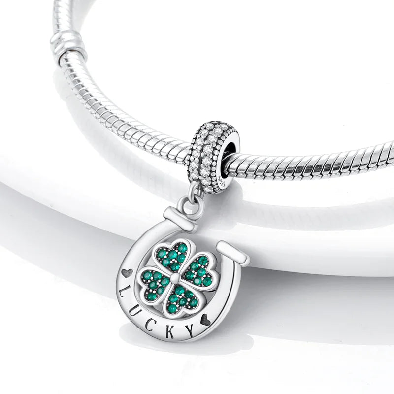 Original Charms Beads Silvering Travel Sunflowers Lucky Four Leaf Clover Charms Pendant For Woman DIY Bracelet Jewelry Making
