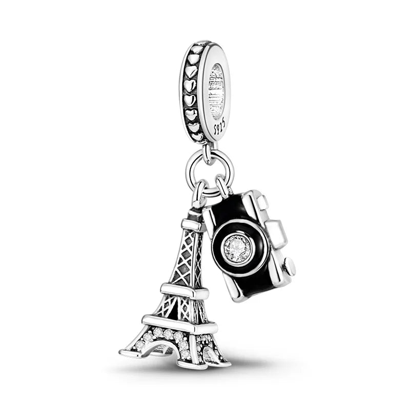Original Charms Beads Silvering Travel Sunflowers Lucky Four Leaf Clover Charms Pendant For Woman DIY Bracelet Jewelry Making