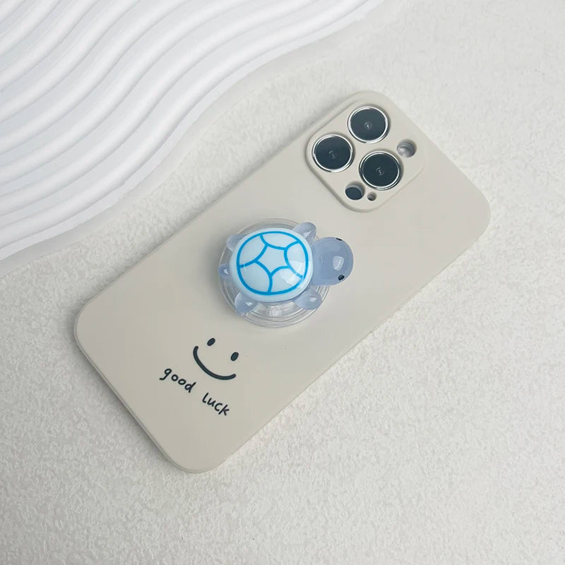 1PC Glow-in-the-Dark Turtle Phone Holder Mini Resin Turtle Design Expandable Folding Stand Non-Slip ABS Grip for Mobile Devices