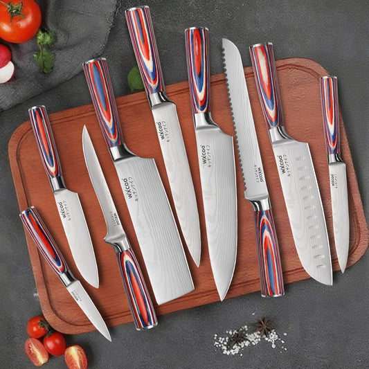 Kitchen Knife 5Cr15MOV Stainless Steel Japanese Santoku Knives Set Chef Cleaver Knife Damascus Pattern Utility Slicing Tool