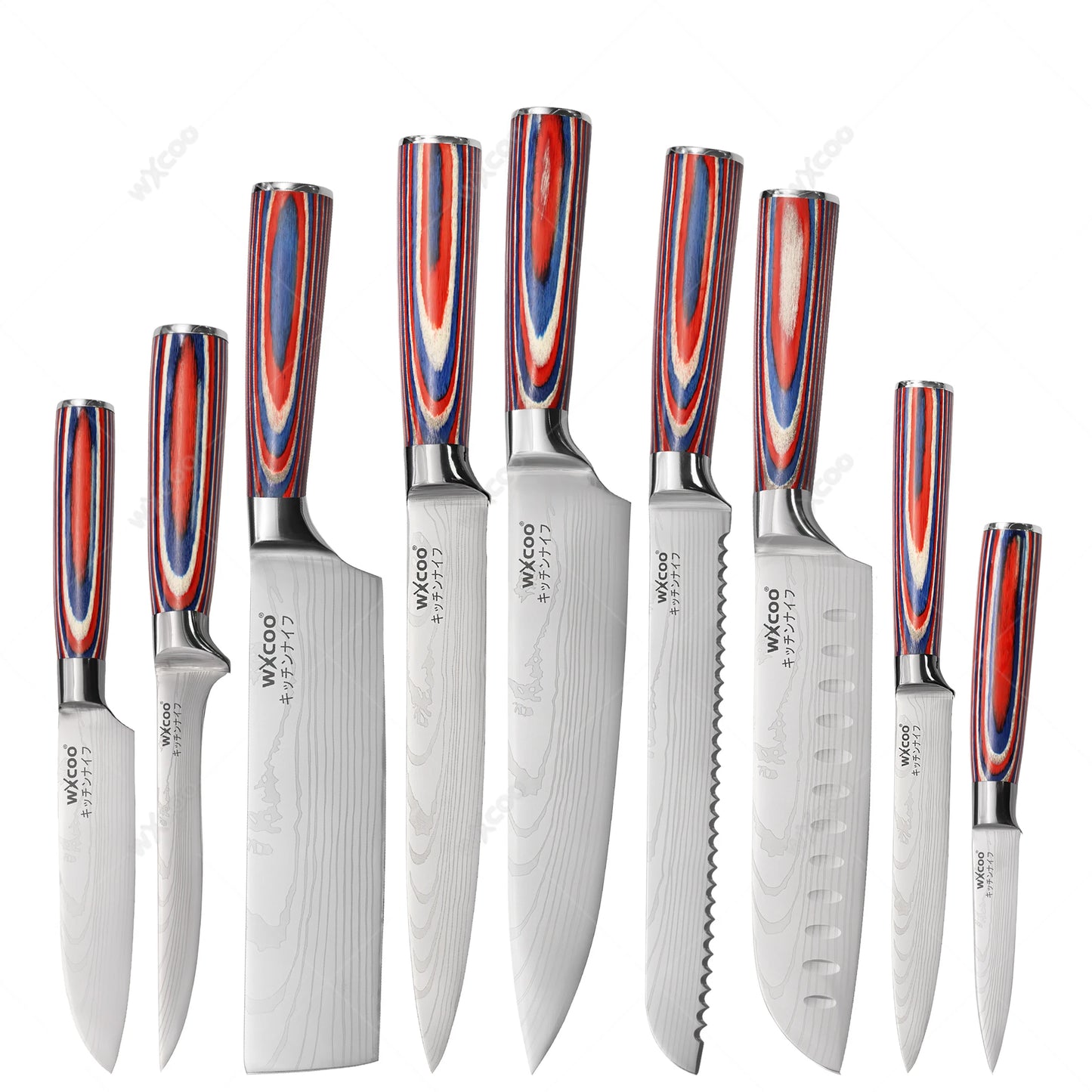 Kitchen Knife 5Cr15MOV Stainless Steel Japanese Santoku Knives Set Chef Cleaver Knife Damascus Pattern Utility Slicing Tool