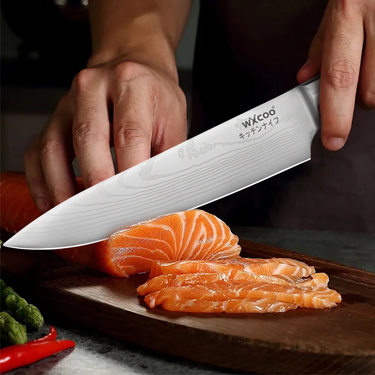Kitchen Knife 5Cr15MOV Stainless Steel Japanese Santoku Knives Set Chef Cleaver Knife Damascus Pattern Utility Slicing Tool