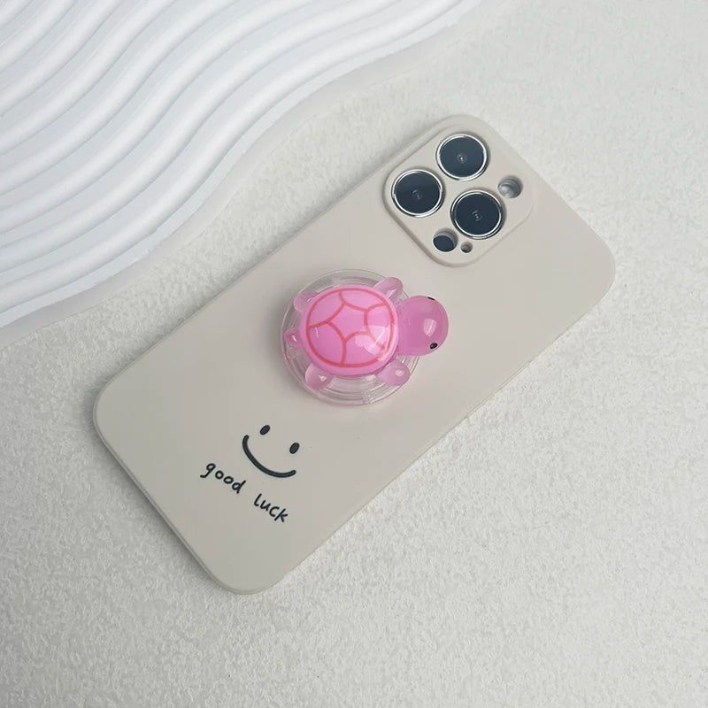 1PC Glow-in-the-Dark Turtle Phone Holder Mini Resin Turtle Design Expandable Folding Stand Non-Slip ABS Grip for Mobile Devices