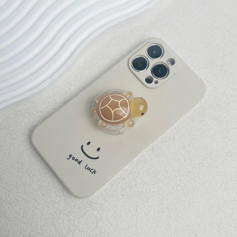 1PC Glow-in-the-Dark Turtle Phone Holder Mini Resin Turtle Design Expandable Folding Stand Non-Slip ABS Grip for Mobile Devices