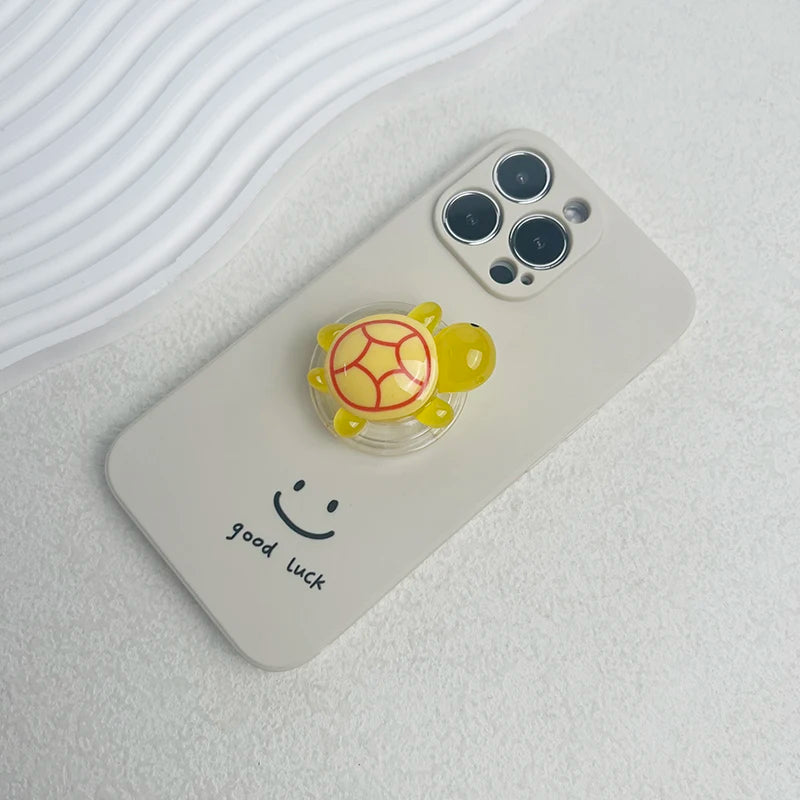 1PC Glow-in-the-Dark Turtle Phone Holder Mini Resin Turtle Design Expandable Folding Stand Non-Slip ABS Grip for Mobile Devices