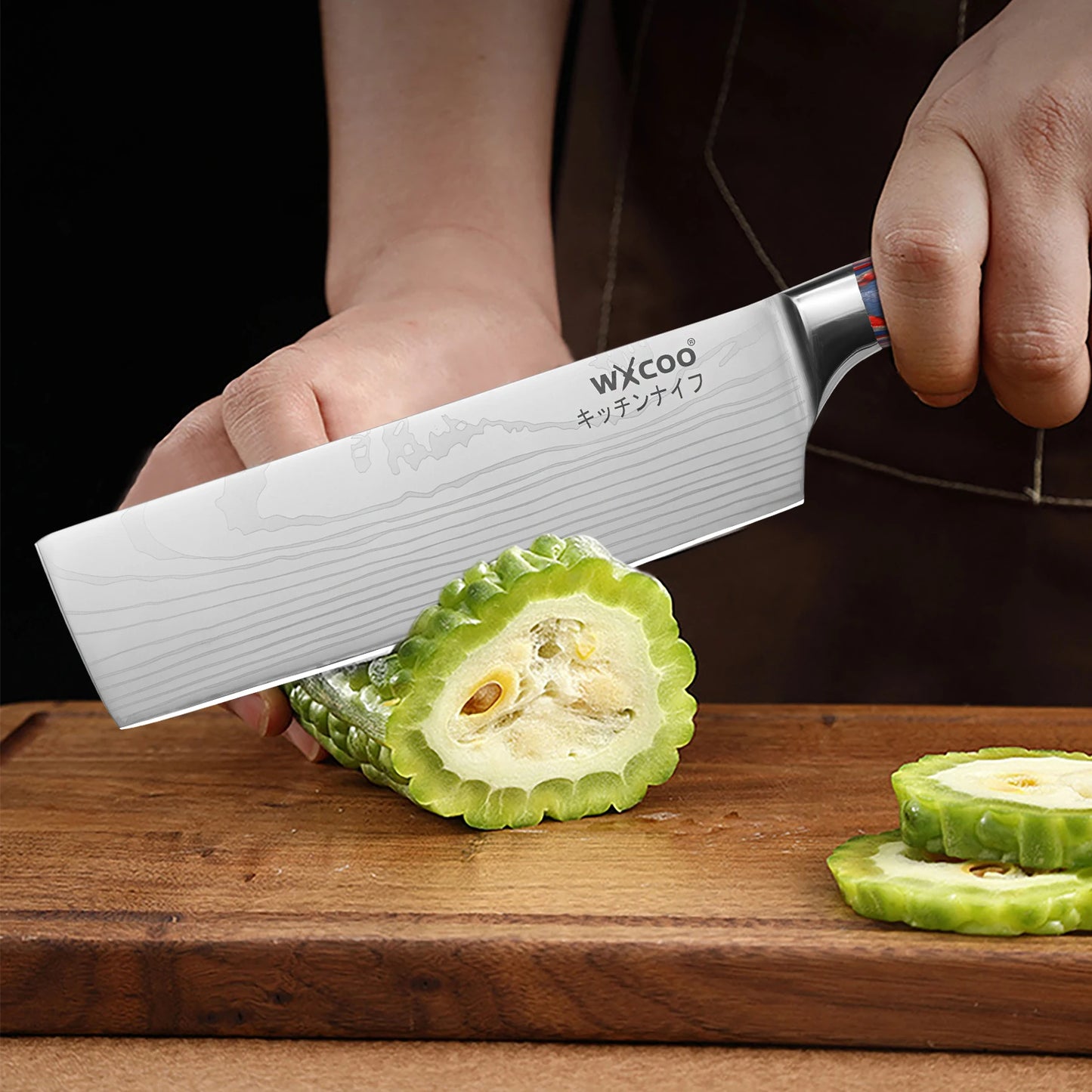Kitchen Knife 5Cr15MOV Stainless Steel Japanese Santoku Knives Set Chef Cleaver Knife Damascus Pattern Utility Slicing Tool
