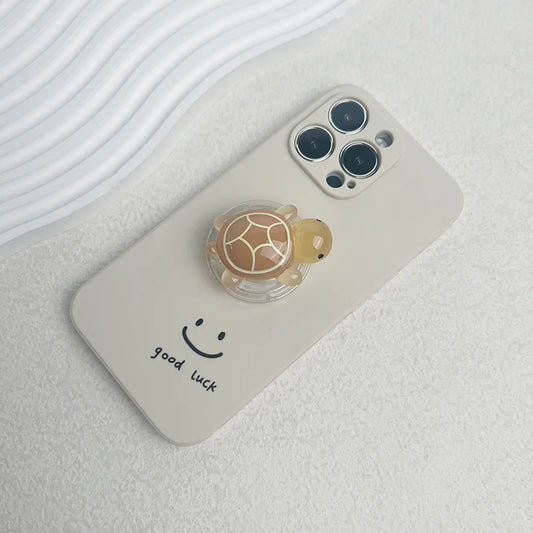 1PC Glow-in-the-Dark Turtle Phone Holder Mini Resin Turtle Design Expandable Folding Stand Non-Slip ABS Grip for Mobile Devices