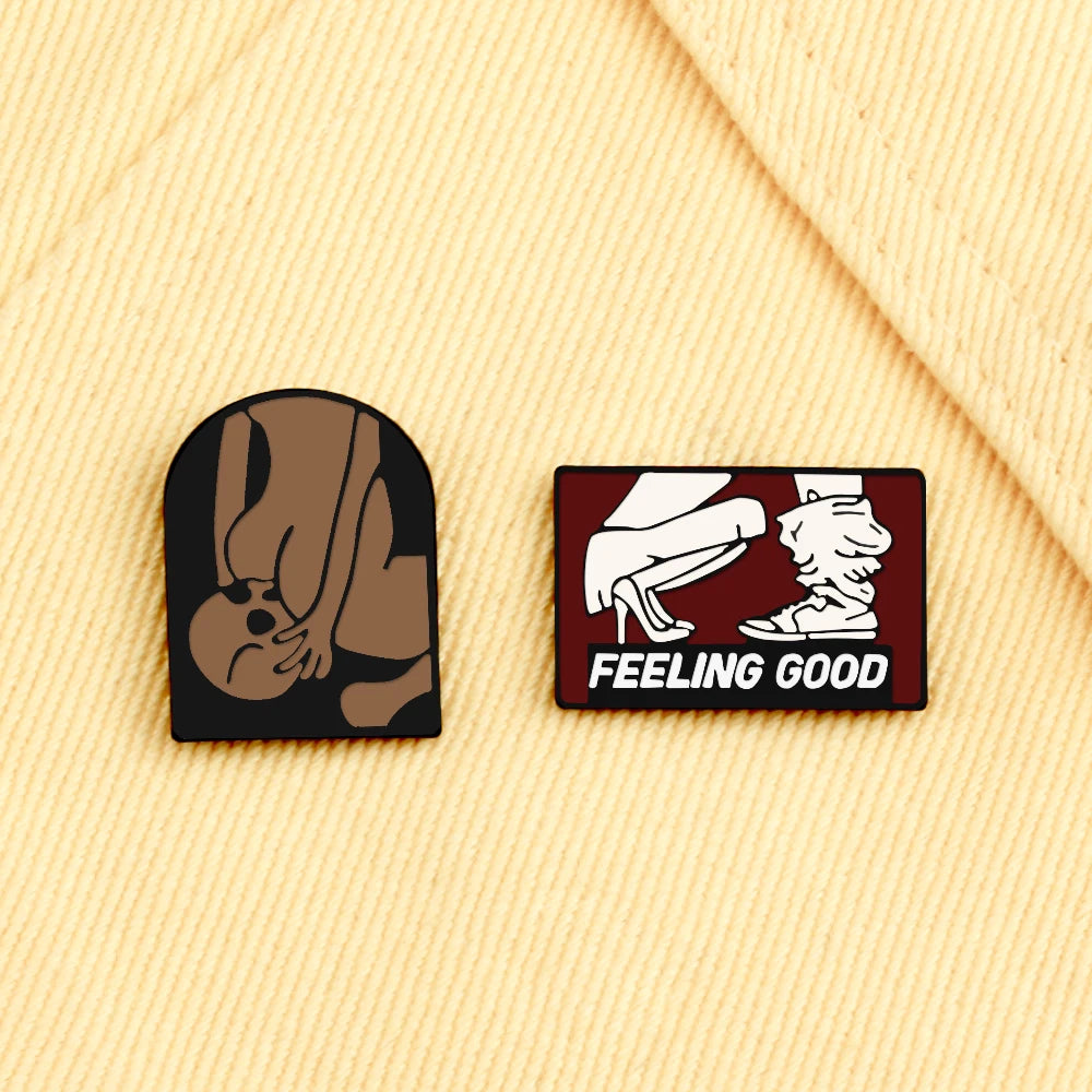 2-4Pcs/Set Black White Cats Enamel Pins Famous Scientists Honor No.1 Medal Badge Couples Adult Sexy Brooches Clothes Bag Jewelry