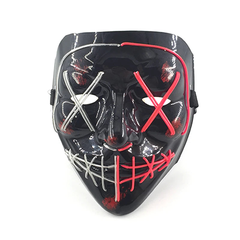 Wireless Mixed Colors Halloween Glowing Scary Face Mask Luminous LED Purge Mask Horror Light Up Mask Adult Cosplay Props Costume