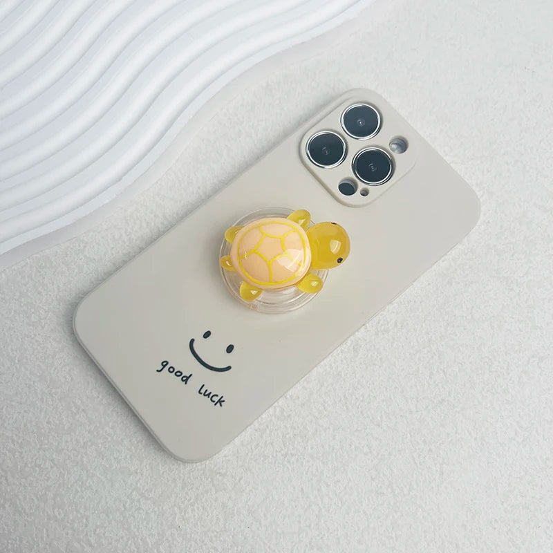 1PC Glow-in-the-Dark Turtle Phone Holder Mini Resin Turtle Design Expandable Folding Stand Non-Slip ABS Grip for Mobile Devices