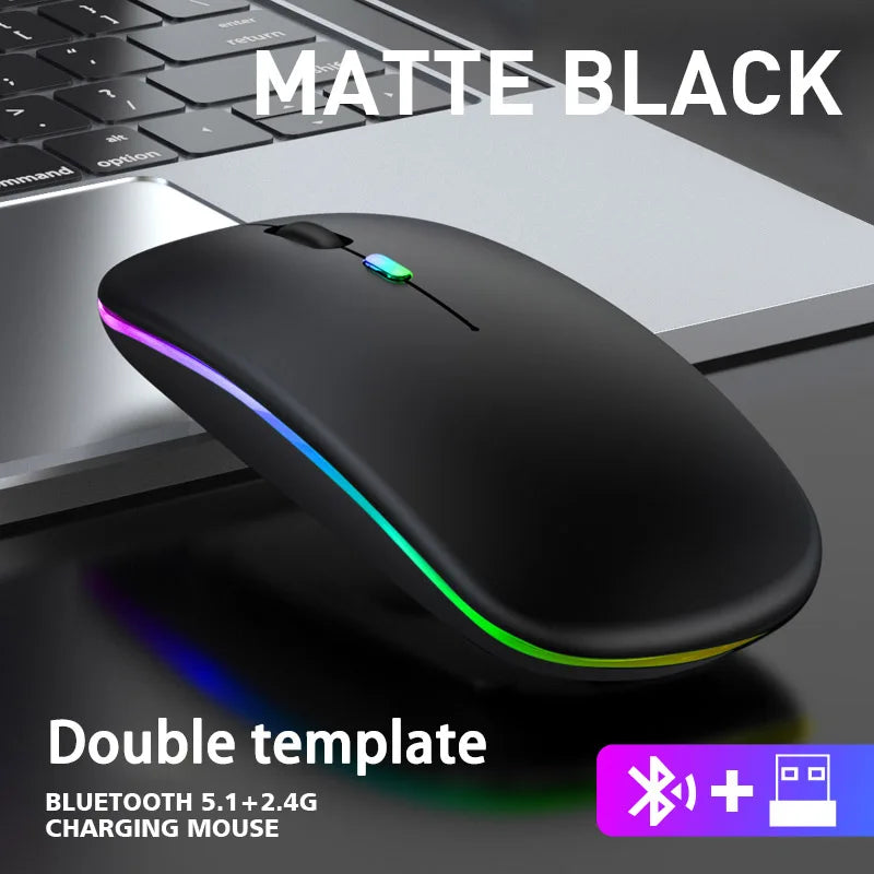 Tablet Phone Computer Bluetooth Wireless Mouse Charging Luminous 2.4G USB Wireless Mouse Portable Mouse