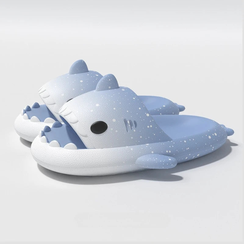 Cute Cartoon Shark Slippers For Women Men Gradient Color Summer Platform Shoes Night Glowing Style Couples Home Street Slides