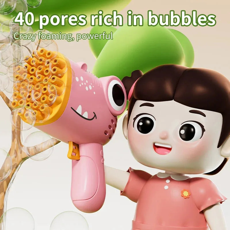 40 Hole Dinosaur Bubble Machine Children's Gift Continuous Bubble Making Wedding Outdoor (Excluding Bubble Liquid and Battery)