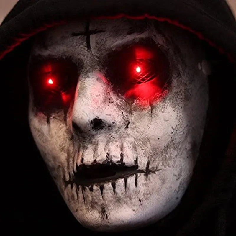 Cafele Demon Killer Mask Red LED Lighted Eyes Cosplay Creepy Scary Halloween Horror Mask Masquerade Costume Party