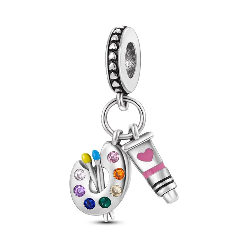 Original Charms Beads Silvering Travel Sunflowers Lucky Four Leaf Clover Charms Pendant For Woman DIY Bracelet Jewelry Making