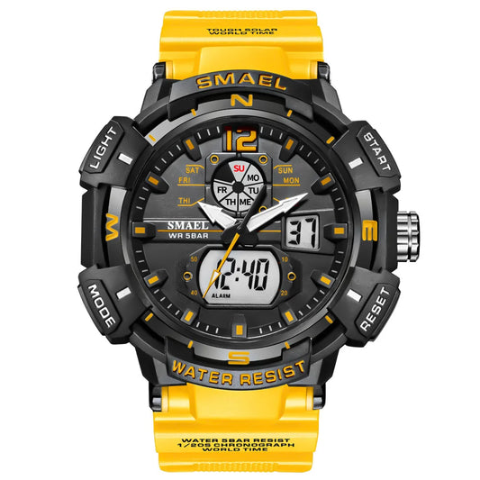 SMAEL Cool Shockproof Electronic Watch Multi-function Waterproof Sports Dual Display Electronic Quartz Watch