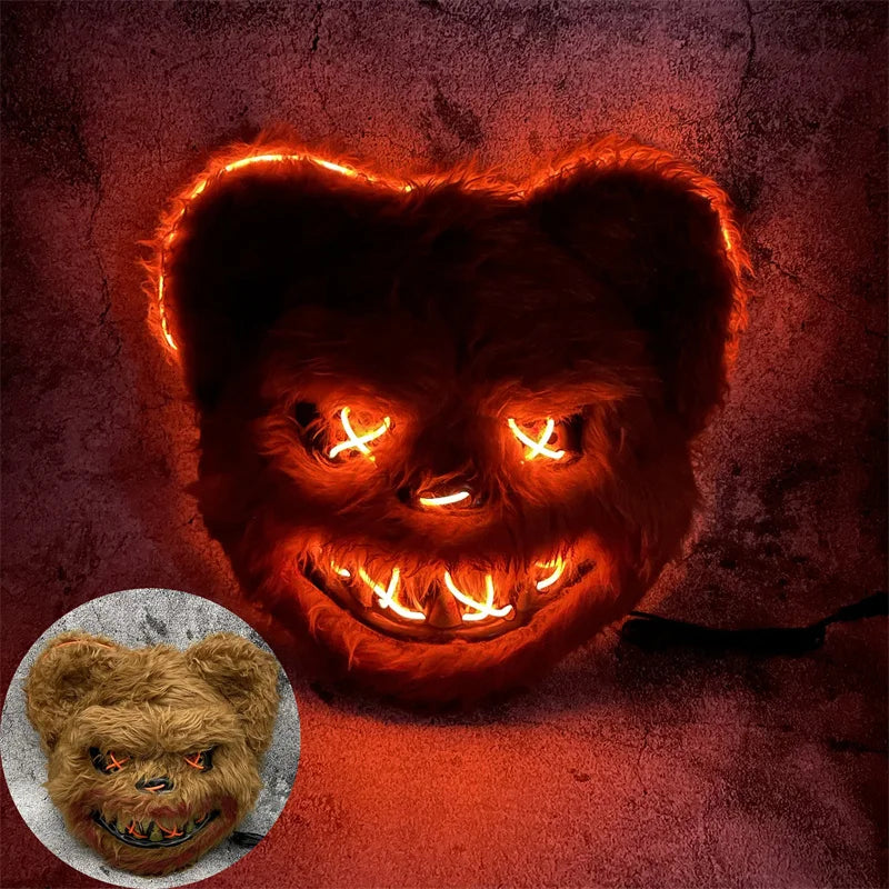 Halloween Luminous Mask Rabbit ro Bear Cos Props LED Dance Party Scary Mask Halloween Creative Cartoon Animal Mask