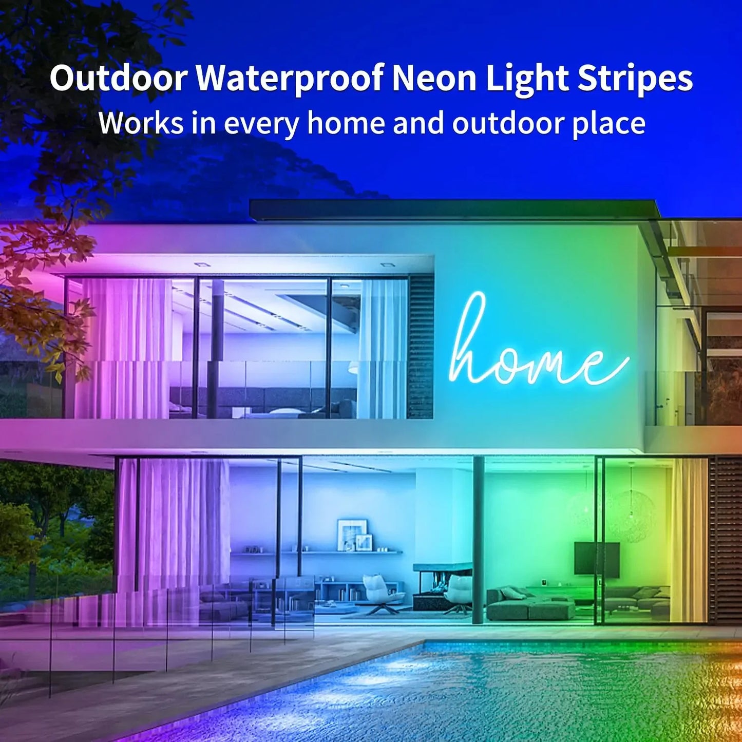 WS2812B RGB-IC LED Neon Strip Light USB Rope Lights APP Remote Control Music Sync DIY Modes for Gaming Room Holiday Decorations