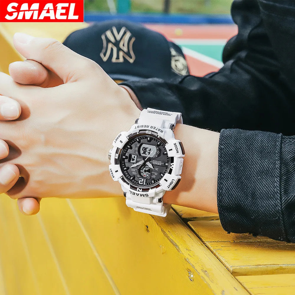 SMAEL Cool Shockproof Electronic Watch Multi-function Waterproof Sports Dual Display Electronic Quartz Watch