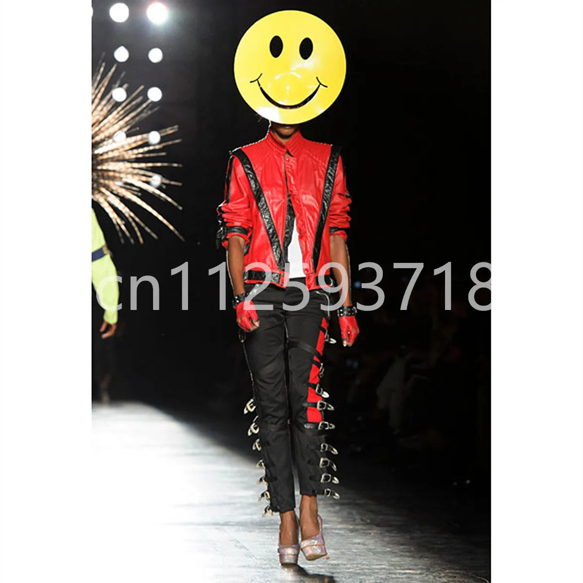 Michael Jackson Thriller Scary Costumes Red Leather Jacket for Women Man Adults Dress Halloween Christmas