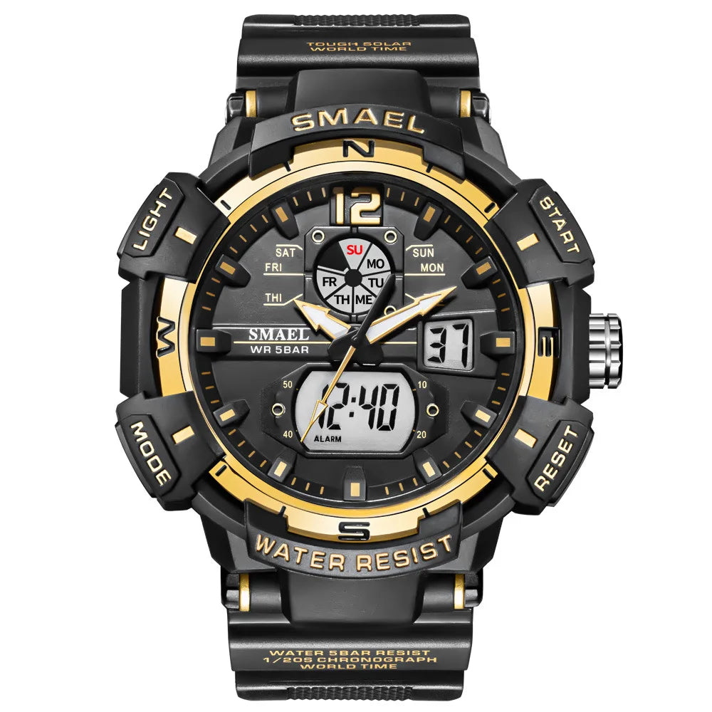 SMAEL Cool Shockproof Electronic Watch Multi-function Waterproof Sports Dual Display Electronic Quartz Watch
