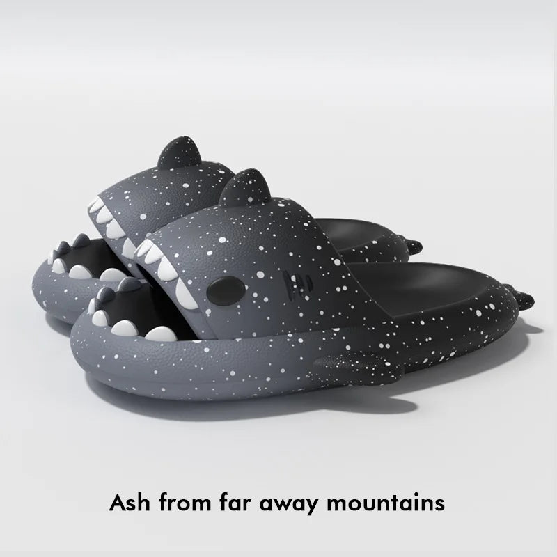 Cute Cartoon Shark Slippers For Women Men Gradient Color Summer Platform Shoes Night Glowing Style Couples Home Street Slides