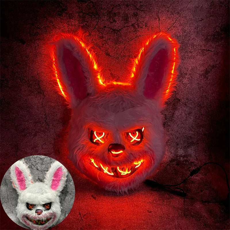 Halloween Luminous Mask Rabbit ro Bear Cos Props LED Dance Party Scary Mask Halloween Creative Cartoon Animal Mask