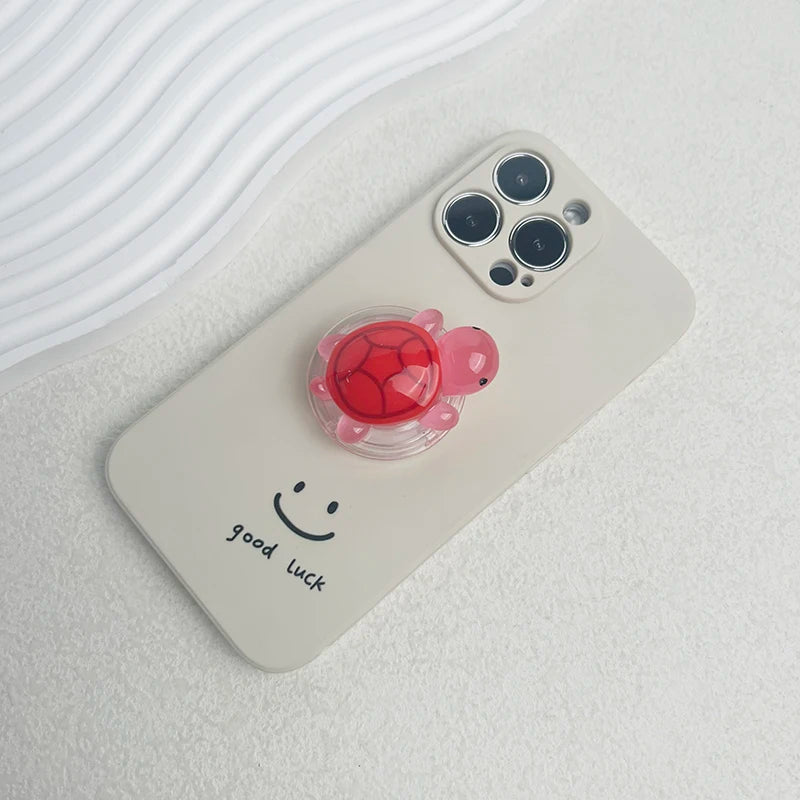 1PC Glow-in-the-Dark Turtle Phone Holder Mini Resin Turtle Design Expandable Folding Stand Non-Slip ABS Grip for Mobile Devices