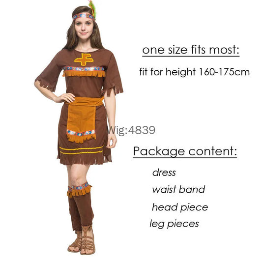 Halloween Costume Adult Couple Indian Native Clothes Women Men Primitive Man Caveman Costume Tassel Carnival Party Fancy Dress