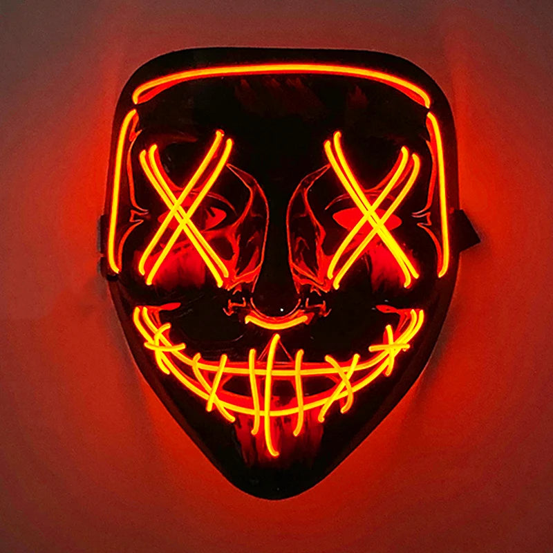 Wireless Mixed Colors Halloween Glowing Scary Face Mask Luminous LED Purge Mask Horror Light Up Mask Adult Cosplay Props Costume