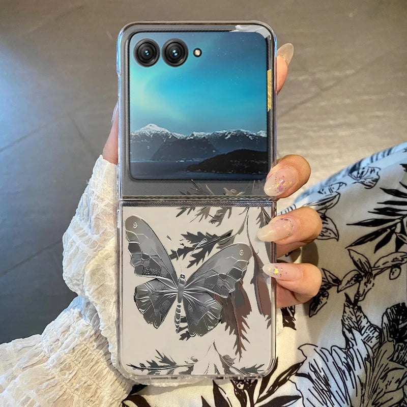 Sunflowers Pattern Clear Phone Case For Motorola Razr 50 40 Ultra Razr40 Razr50 Shockproof Bumper Transparent Folding Hard Cover