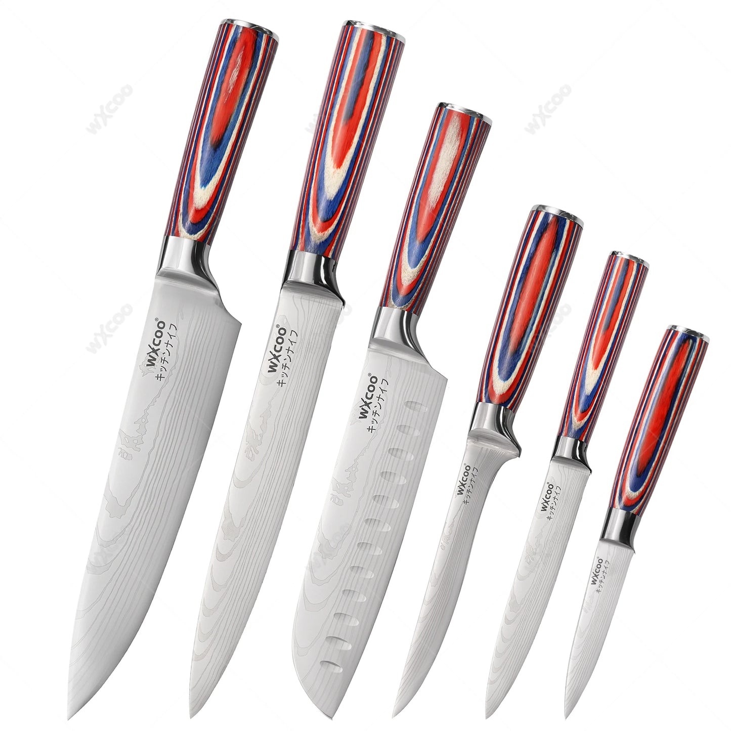 Kitchen Knife 5Cr15MOV Stainless Steel Japanese Santoku Knives Set Chef Cleaver Knife Damascus Pattern Utility Slicing Tool