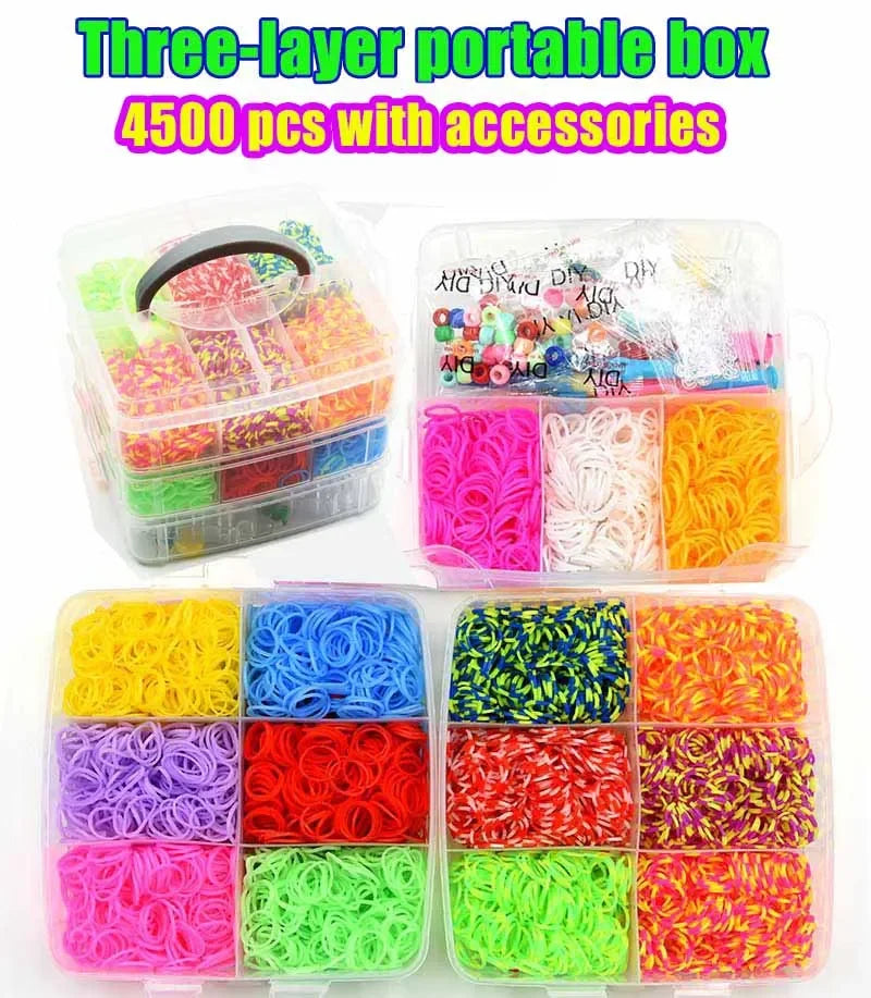 4500 Loom Bands Kit with Loom Board, Elastic Bracelet Making Set with Hooks & Charms and Accessories Kids DIY Rubber Bracelet