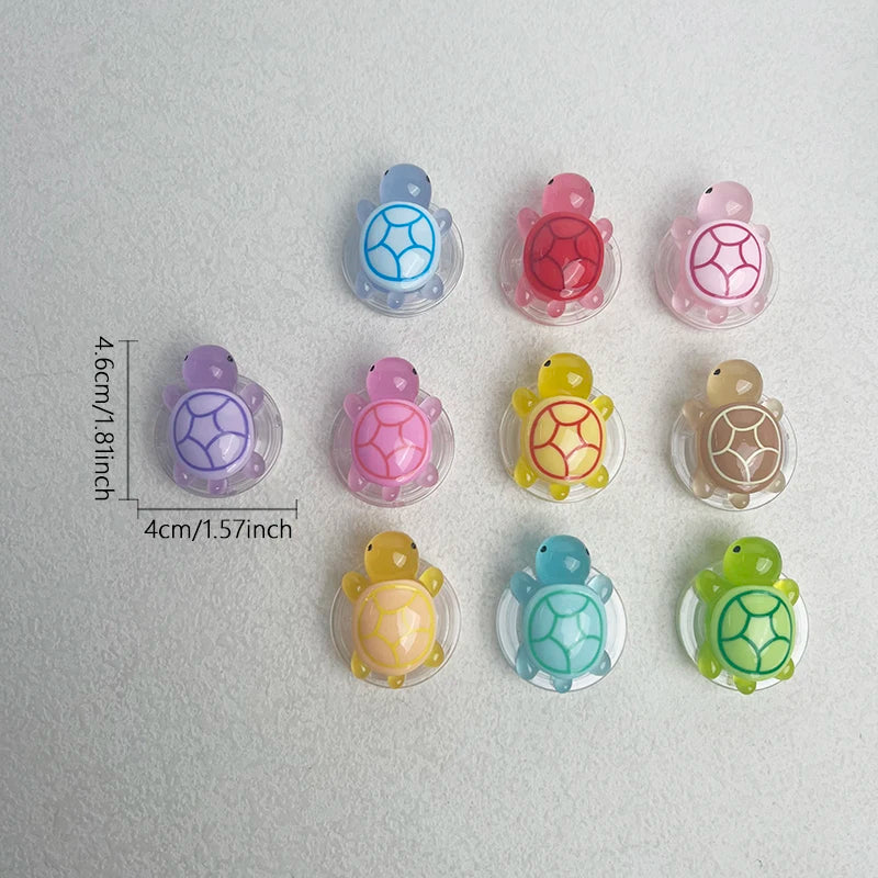 1PC Glow-in-the-Dark Turtle Phone Holder Mini Resin Turtle Design Expandable Folding Stand Non-Slip ABS Grip for Mobile Devices